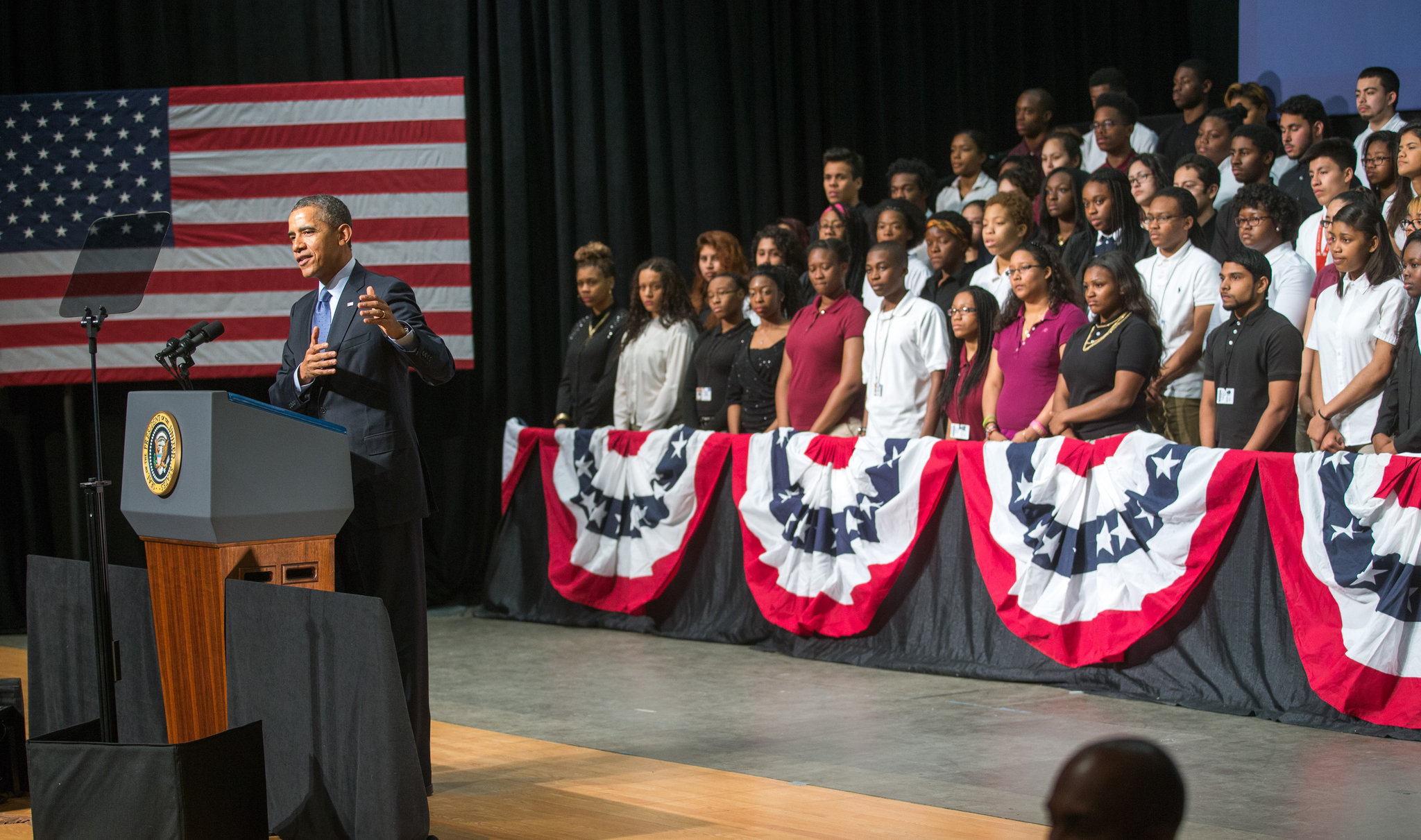 Barack Obama giving a speech. 